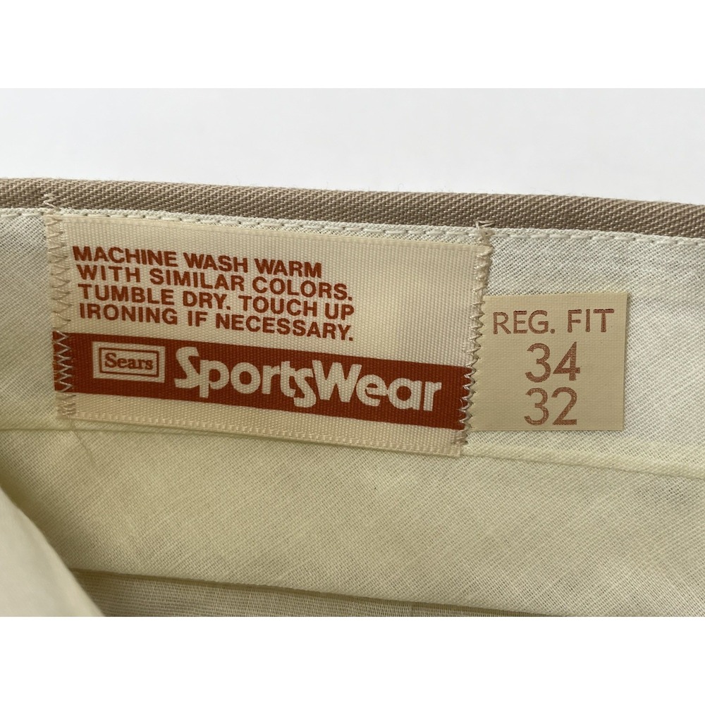 Sears Sportswear Belted Chino Slacks Vintage Mens Size 34x32 Beige NWT‎ Dragon - Picture 8 of 11